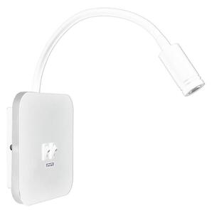 Lampă de perete flexibilă LED BASE cu USB, LED/8W + LED/2W/230V, albă