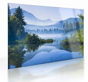 Tablou pe sticlă cu lac montan (70x50 cm)