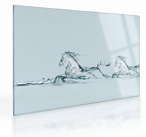 Tablou pe sticlă - Cai din picături de apă (70x50 cm)