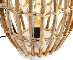 Lampa de masa rurala bambus cu alb - Canna Capsule