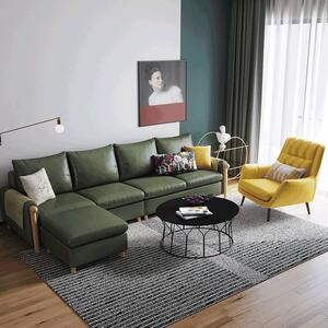 KONDELA Canapea complet tapiţată cu 4 locuri, piele / piele ecologică verde măslin, LINSY