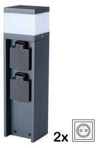Brilagi - Lampă de exterior PILLAR, cu 2 prize SCHUKO, 1xG9/11W/230V, IP44, antracit