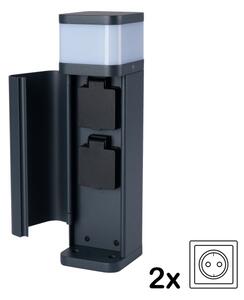 Brilagi PILLAR - Lampă de exterior cu 2 prize SCHUKO, 1xG9/11W/230V, IP44, antracit