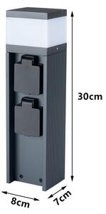 Brilagi - Lampă de exterior PILLAR, cu 2 prize SCHUKO, 1xG9/11W/230V, IP44, antracit