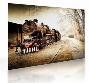 Tablou pe sticlă - Locomotiva istorică (70x50 cm)
