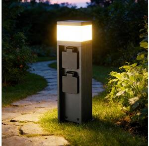 Brilagi - Lampă de exterior PILLAR, cu 2 prize SCHUKO, 1xG9/11W/230V, IP44, antracit