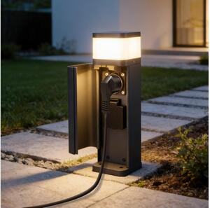 Brilagi PILLAR - Lampă de exterior cu 2 prize SCHUKO, 1xG9/11W/230V, IP44, antracit