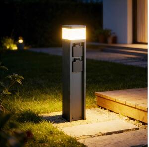 Brilagi - Lampă de exterior PILLAR cu 2 prize SCHUKO, 1x G9/11W/230V, IP44, antracit