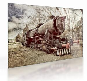 Tablou pe sticlă cu locomotivă istorică (70x50 cm)