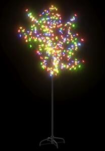 Pom Crăciun, 200 LED-uri lumină colorată, flori de cireș, 180cm