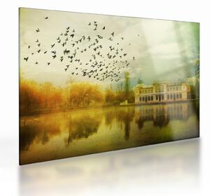 Tablou pe sticlă peisajului pictat cu sediul (70x50 cm)