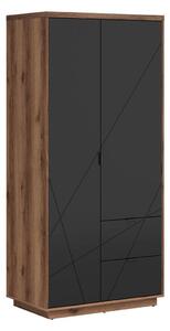 Dulap Fivale 105Negru, Stejar Delano închis, 20x9x6cm, Uși dulapUși dulap: Cu balamale