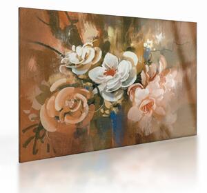 Tablou pe sticlă - Buchet de flori pictat (70x50 cm)