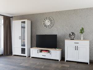 Set de living Balmave 118, Stejar Grandson, Pin Anderson, Sticlă, PAL laminat