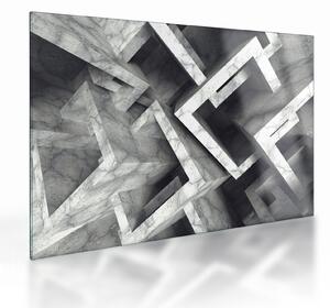 Tablou pe sticlă cu cuburi abstracte (70x50 cm)