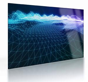 Tablou pe sticlă - Munți în model de calculator (70x50 cm)