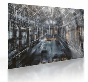 Tablou pe sticlă cu u interiorul clădirii vechi (70x50 cm)