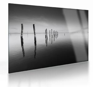 Tablou pe sticlă cu nivelul de lac alb negru (70x50 cm)