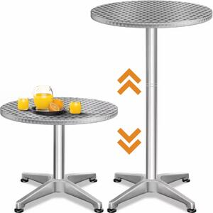 Casaria Masă de bar reglabilă din aluminiu NERO Ø60 cm, argintiu