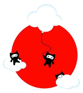 Ilustrație Ninja cats in the sky pattern (Japanese edition), EuGeniaArt