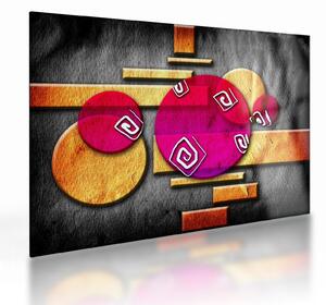 Tablou pe sticlă abstract cu simboluri istorice (70x50 cm)
