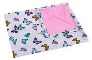 Pătură pentru copii Bellatex Bára Butterfly roz ,75 x 100 cm