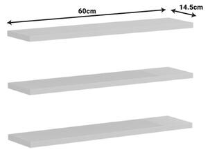 Set 3 rafturi de perete Divar Pako World Alb 60x14.5x1.8 cm