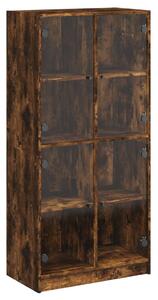 Dulap înalt cu uși, stejar fumuriu, 68x37x142 cm, lemn compozit