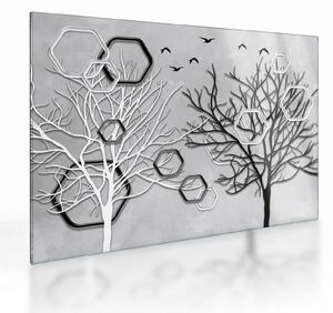 Tablou pe sticlă abstract cu pomi (70x50 cm)