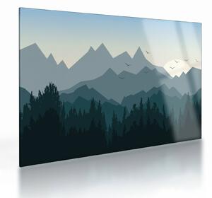 Tablou pe sticlă - Munții cu privirea graficeanului (70x50 cm)