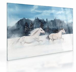 Tablou pe sticlă cu caii pictați (70x50 cm)