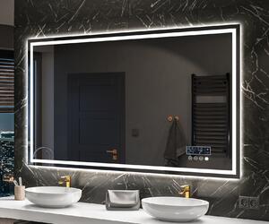 Oglinzi moderne baie cu leduri L49 mari oglinda dreptunghiulara la comanda cu Ceas tactil, Saltea de încălzire, Întrerupător iluminarea