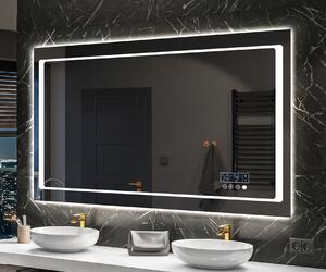 Oglinzi moderne baie cu leduri L61 mari oglinda dreptunghiulara la comanda cu Ceas tactil, Saltea de încălzire, Întrerupător iluminarea