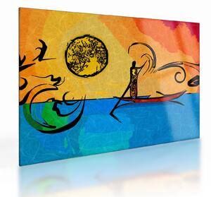 Tablou pe sticlă cu pictură străveche (70x50 cm)