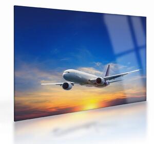 Tablou pe sticlă cu avion (70x50 cm)