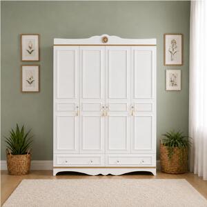 Dulap cu 4 usi pentru copii si adolescenti, 186x209x55 cm, Colectia Luna Cappuccino