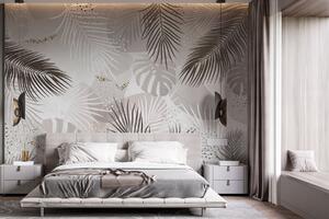 Fototapet Design elegant cu frunze tropicale în culori neutre, Populare fototapet, Populare fototapet, w03060v1 - Muralas.ro