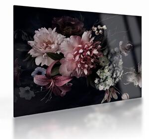 Tablou pe sticlă cu buchet (70x50 cm)