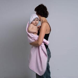 Prosop bebe din bumbac cu gluga 90x90 cm Kidizi Pink Fairy Clouds