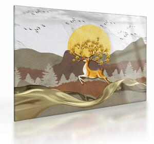 Tablou pe sticlă cu cerb (70x50 cm)