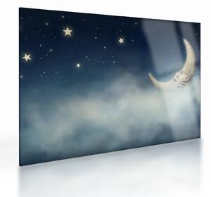 Tablou pe sticlă - Luna cu stele (70x50 cm)