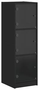 Dulap cu uși din sticlă, negru, 35x37x109 cm
