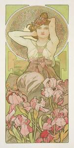 Artă imprimată Amethyst from The Precious Stones Series (Beautiful Distressed Art Nouveau Lady) - Alphonse / Alfons Mucha, (20 x 40 cm)