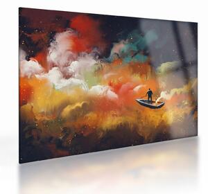 Tablou pe sticlă - Om navigând prin spațiu (70x50 cm)
