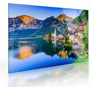 Tablou pe sticlă - Sat alpin (70x50 cm)