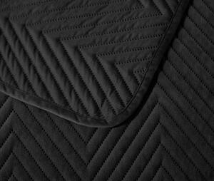 Cuvertura de pat din catifea neagra cu model ARROW VELVET Dimensiune: 200 x 220 cm