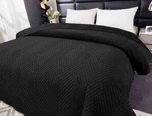 Cuvertura de pat din catifea neagra cu model ARROW VELVET Dimensiuni: 200 x 220 cm