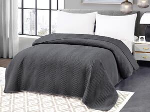 Cuvertura de pat catifelata gri inchis cu model ARROW VELVET Dimensiune: 200 x 220 cm