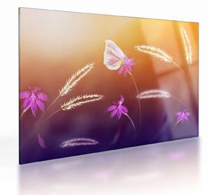 Tablou pe sticlă - Fluture roz (70x50 cm)