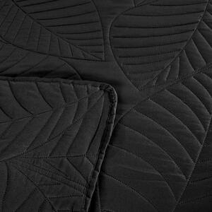 Cuvertur de pat neagra cu model LEAVES Dimensiuni: 200 x 220 cm